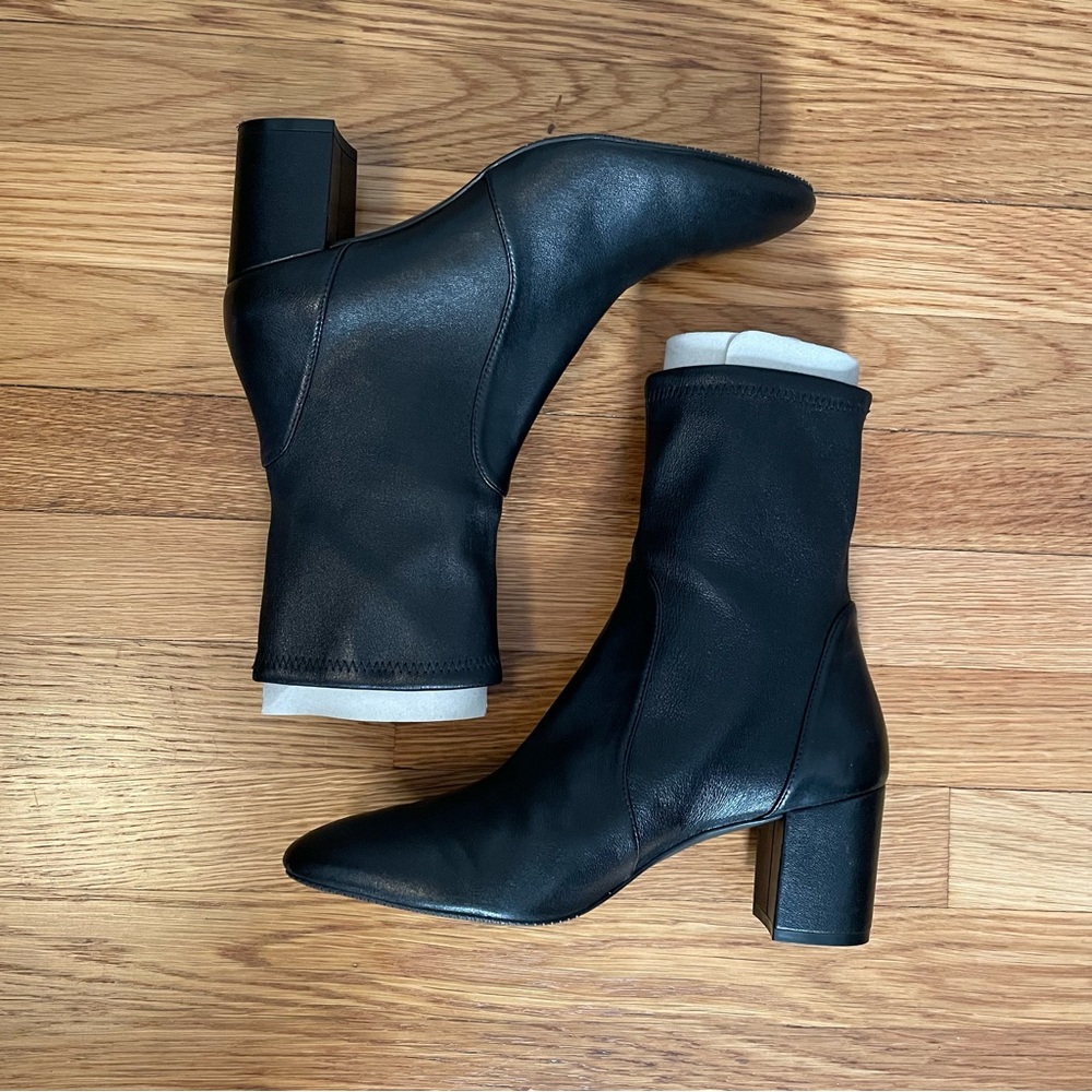 HP Stuart Weitzman Ankle Boots, Black Leather, Yuliana 60, Size US 9 / EU 39.5 - Picture 8 of 11
